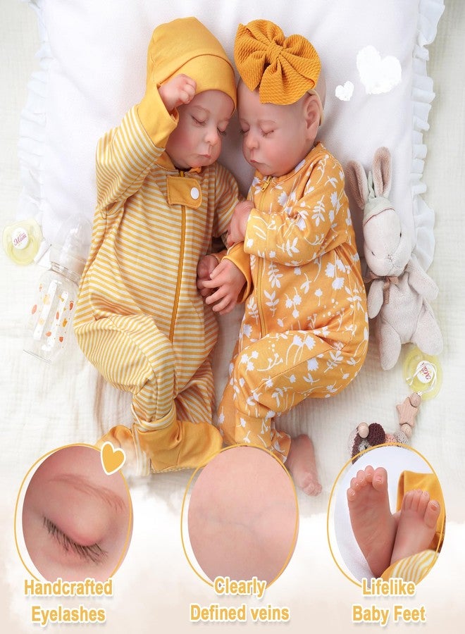 ADFO Lifelike Reborn Baby Dolls Twins, 20 inch Realistic Newborn Real Life Baby Boy Girl Dolls Soft Vinyl Baby Dolls with Clothes and Toy Gift for Kids Age 3+ - Image 4